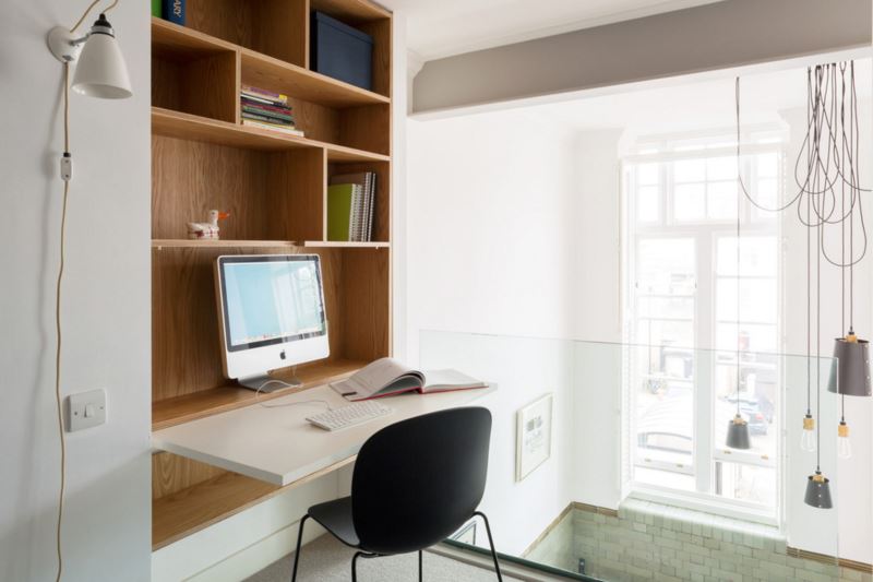 contemporary office area with a fold down desk