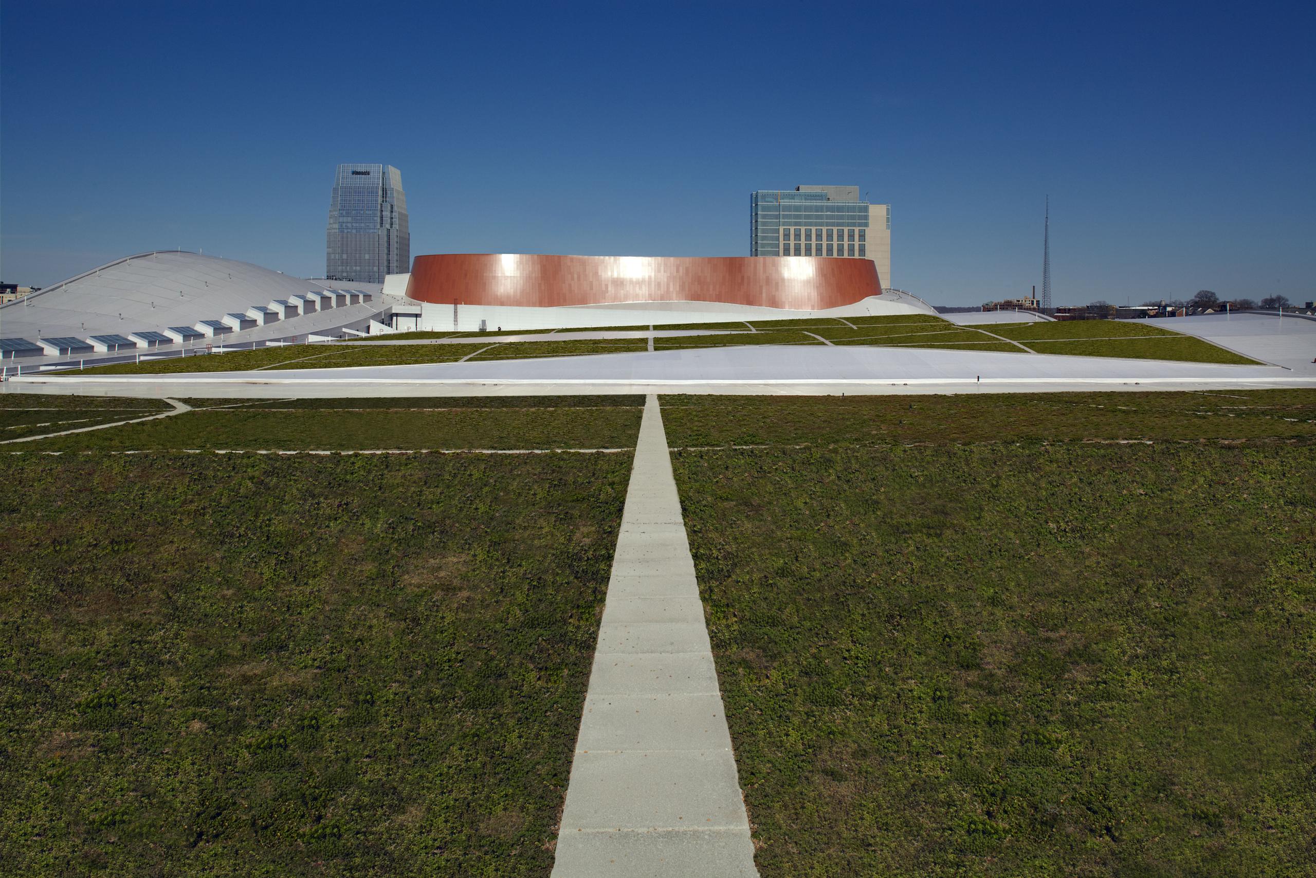 A photograph of the green roof at Music City Center in Nashville, TN. 
